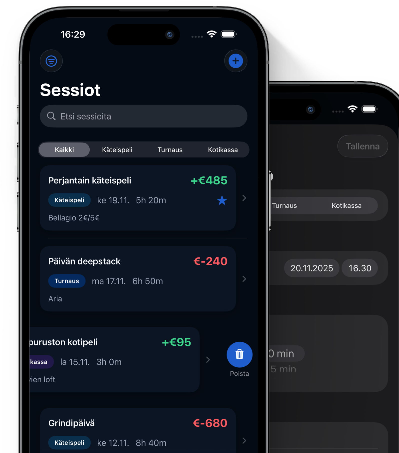 Pokerpolku app screenshots